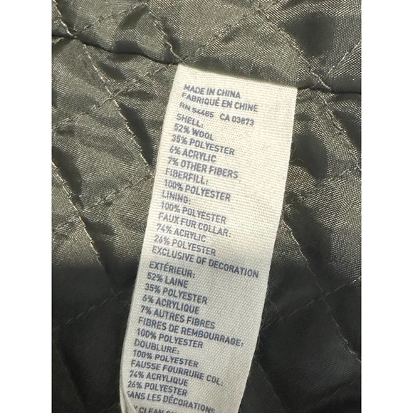 American Eagle‎ Womens Moto Jacket Sz Small Dark Moss Green Wool Blend Faux Fur - Picture 11 of 12